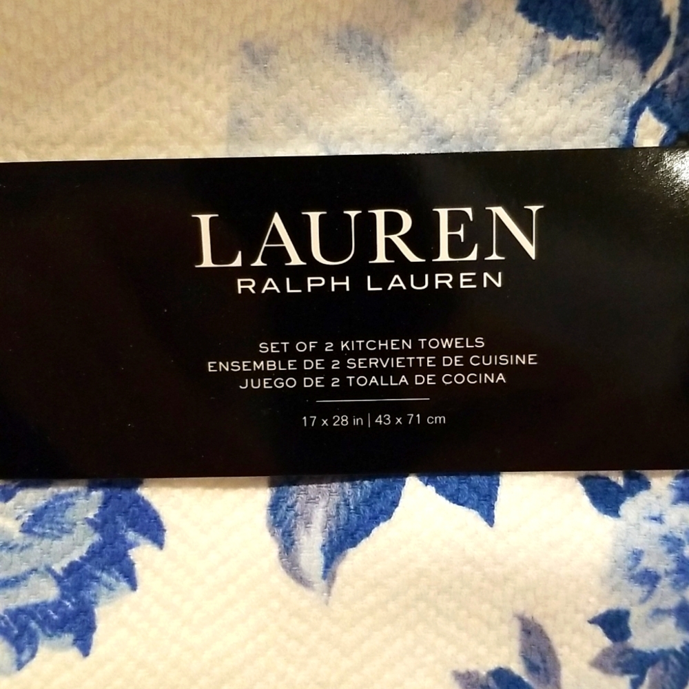 Ralph Lauren Home 2-pack floral (white/blue) Kitchen towel set - Picture 2 of 4